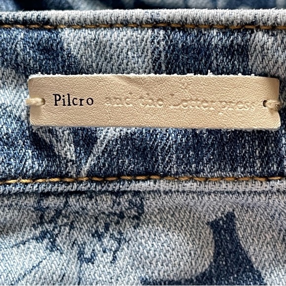 Pilcro And The Letterpress Slim Boyfriend Boho Floral Print Blue Jeans Size 25 - Picture 12 of 13